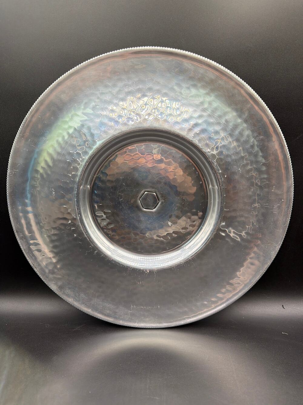 Vintage Buenilum Hammered Aluminum Lazy Susan Round MCM Serving Platter Spain